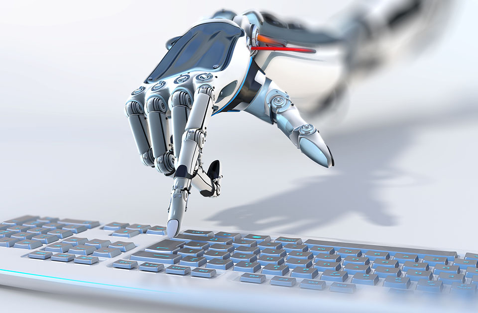 Robotická ruka pracující s klávesnicí